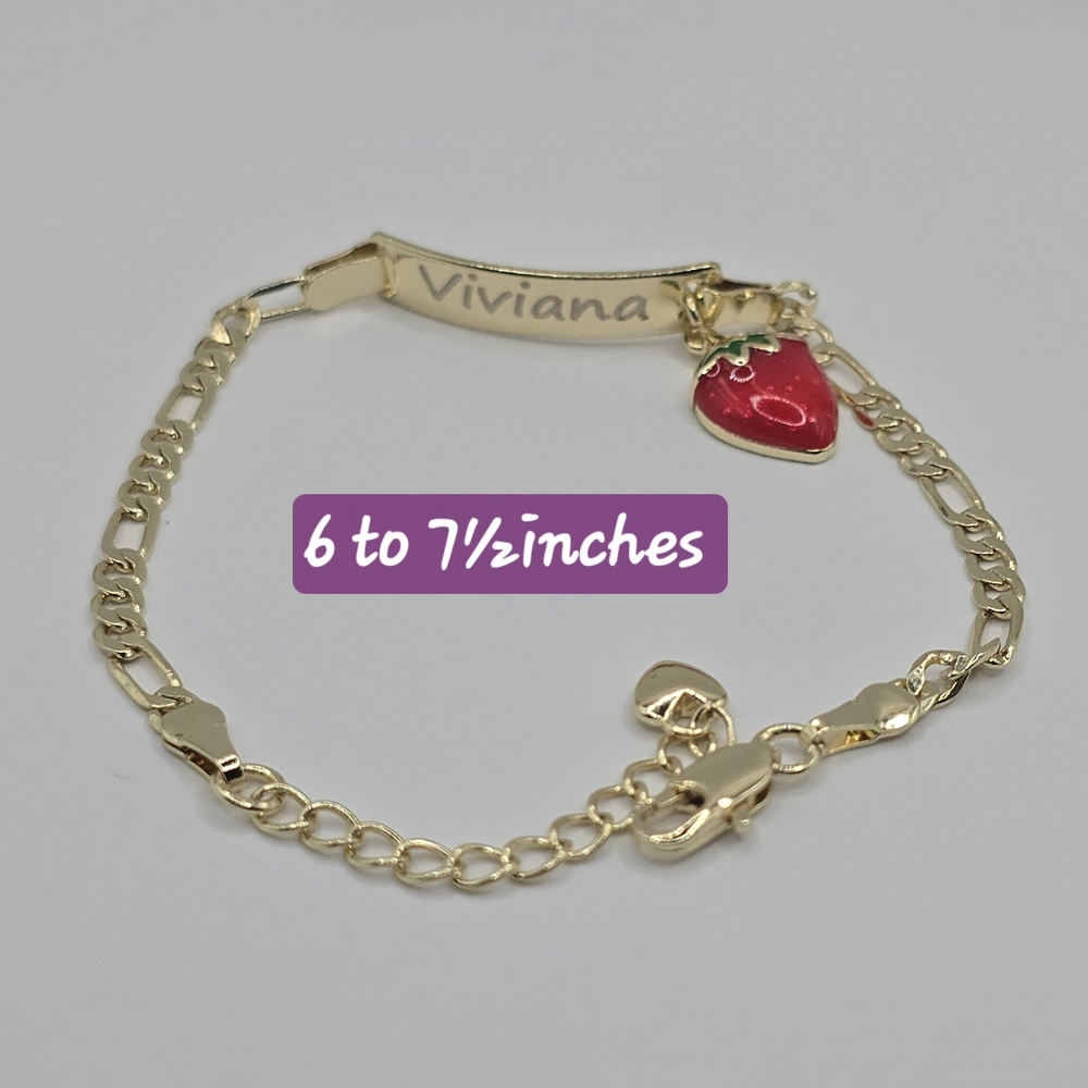 Gold Bracelet with Red Strawberry Charm
